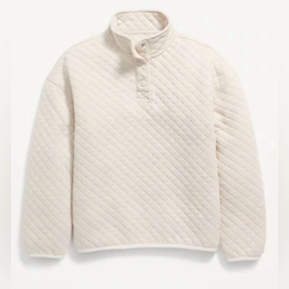 Long-Sleeve Quilted 1/4 Snap-Button Sweater for Boys Sz 10/12 yrs